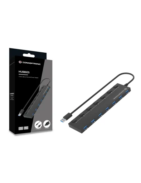 Conceptronic HUBBIES19BP hub di interfaccia USB 3.2 Gen 1 (3.1 Gen 1) Type-A 5000 Mbit s Nero