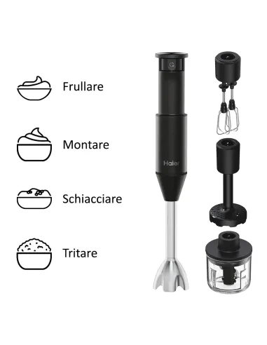 Haier I-Master Series 5 Frullatore a immersione I-Master Serie 5 Nero, 3 lame in acciaio inox, becher 0,9 L, Accessoriato