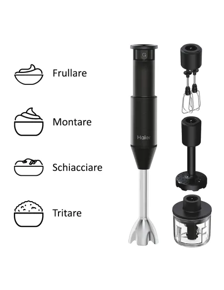 Haier I-Master Series 5 Frullatore a immersione I-Master Serie 5 Nero, 3 lame in acciaio inox, becher 0,9 L, Accessoriato