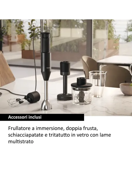 Haier I-Master Series 5 Frullatore a immersione I-Master Serie 5 Nero, 3 lame in acciaio inox, becher 0,9 L, Accessoriato