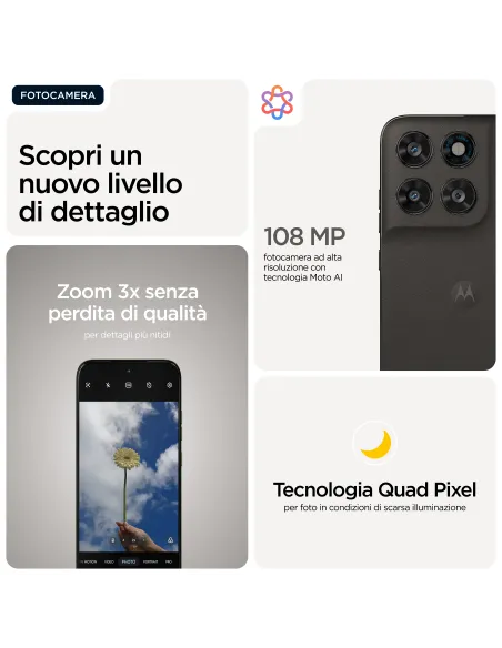 Motorola moto g77 Camera 108MP Dual SIM ibrida Android 16.0 5G USB tipo-C 8 GB 256 GB 5200 mAh Nero