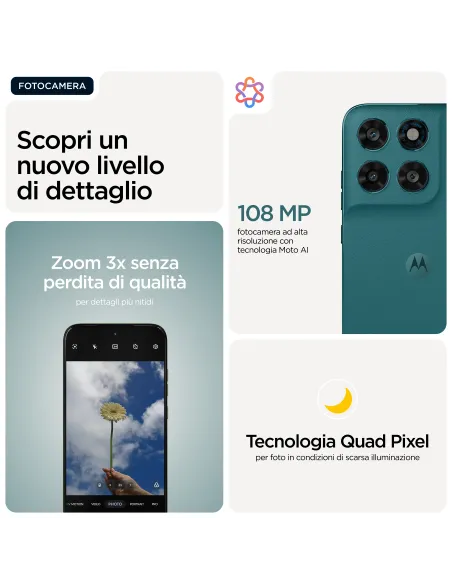 Motorola moto g77 Camera 108MP Dual SIM ibrida Android 16.0 5G USB tipo-C 8 GB 256 GB 5200 mAh Verde