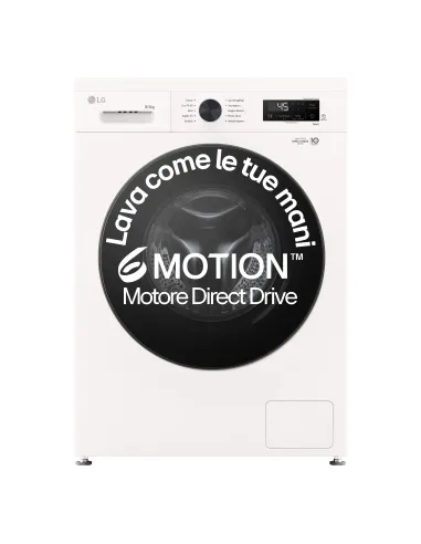 LG W4NX1085NWB Lavasciuga 8 5kg Serie X1, Classe A E, 6 Motion Direct Drive, Wi-Fi, 1400 giri, Allergy Care, Bianca