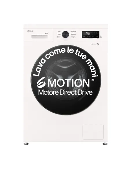 LG W4NX1085NWB Lavasciuga 8 5kg Serie X1, Classe A E, 6 Motion Direct Drive, Wi-Fi, 1400 giri, Allergy Care, Bianca