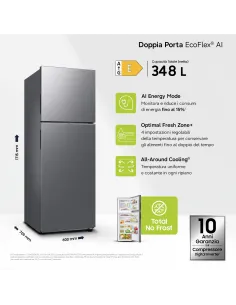 Samsung Frigorifero Doppia Porta EcoFlex AI 348L RT35CG5644S9 2