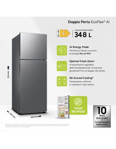Samsung Frigorifero Doppia Porta EcoFlex AI 348L RT35CG5644S9