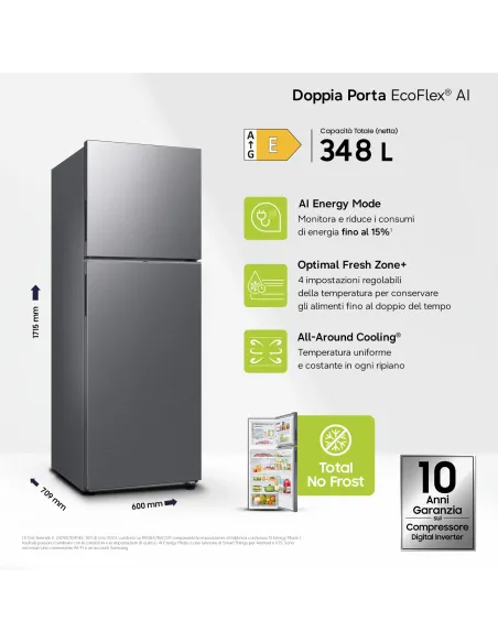 Samsung Frigorifero Doppia Porta EcoFlex AI 348L RT35CG5644S9