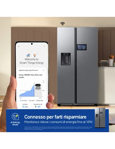 Samsung Frigorifero Side By Side AI Home 621L RS90F65EDTEF