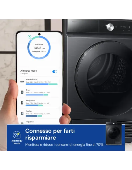 Samsung DV90DB7845GBU3 asciugatrice Libera installazione Caricamento frontale 9 kg Nero