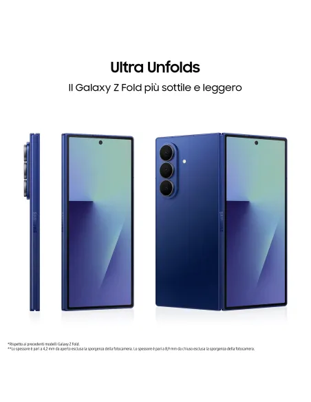 Samsung Galaxy Z Fold7 Smartphone AI, RAM 12GB, 256GB, Display 6,5" 8'', Camera 200MP, Batteria a lunga durata, Silver Shadow