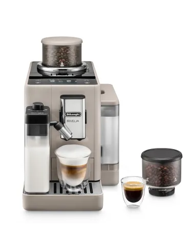 De’Longhi Rivelia - Macchina Automatica per Caffè in Chicchi, 16 bevande one-touch, Display touch Beige (EXAM440.55.BG)