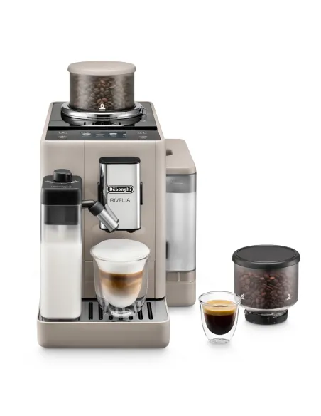 De’Longhi Rivelia - Macchina Automatica per Caffè in Chicchi, 16 bevande one-touch, Display touch Beige (EXAM440.55.BG)