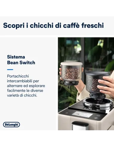 De’Longhi Rivelia - Macchina Automatica per Caffè in Chicchi, 16 bevande one-touch, Display touch Beige (EXAM440.55.BG)