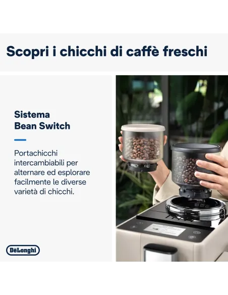 De’Longhi Rivelia - Macchina Automatica per Caffè in Chicchi, 16 bevande one-touch, Display touch Beige (EXAM440.55.BG)