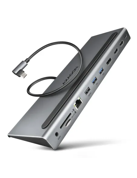 Axagon HMC-4KX3 replicatore di porte e docking station per laptop Cablato USB 3.2 Gen 1 (3.1 Gen 1) Type-C Grigio