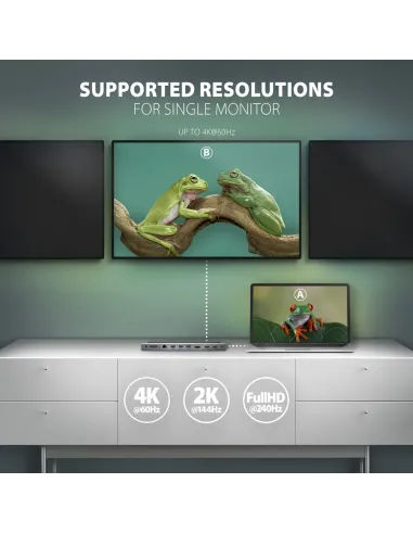 Axagon HMC-4KX3 replicatore di porte e docking station per laptop Cablato USB 3.2 Gen 1 (3.1 Gen 1) Type-C Grigio