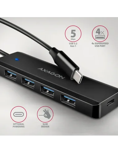 Axagon HUE-C1C hub di interfaccia USB 3.2 Gen 1 (3.1 Gen 1) Type-C 5000 Mbit s Nero