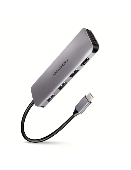 Axagon HMC-HCR3A 3x USB-A+ HDMI+ SD microSD USB-C 3.2 Gen 1 hub 20cm Cablato USB 3.2 Gen 1 (3.1 Gen 1) Type-C Grigio