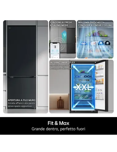 LG GBBS323CPY Frigorifero combinato Fit & Max 60cm, Classe C, 375L, AI Inverter, Prime Silver