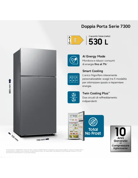 Samsung RT53DG7A14S9 frigorifero con congelatore Libera installazione 530 L Acciaio inox