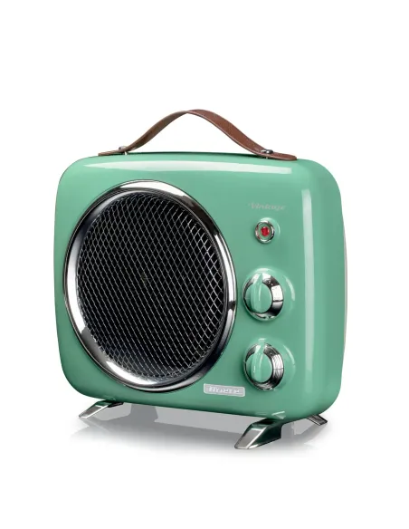 Ariete Termoventilatore Vintage, Freddo e Caldo, Termostato regolabile, Maniglia per facile trasporto, 2000 W, Verde