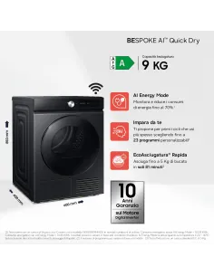 Samsung DV90DB7845GBU3 asciugatrice Libera installazione Caricamento frontale 9 kg Nero 2