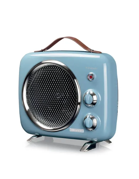 Ariete Termoventilatore Vintage, Freddo e Caldo, Termostato regolabile, Maniglia per facile trasporto, 2000 W, Celeste