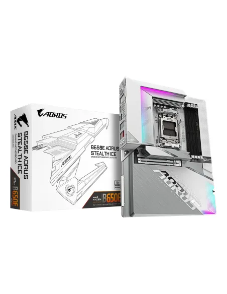 GIGABYTE B650E AORUS STEALTH ICE Scheda madre - AMD Ryzen serie 9000, VRM a 12+2+2 fasi, fino a 8000 MHz DDR5 (OC), 1xPCIe 5.0