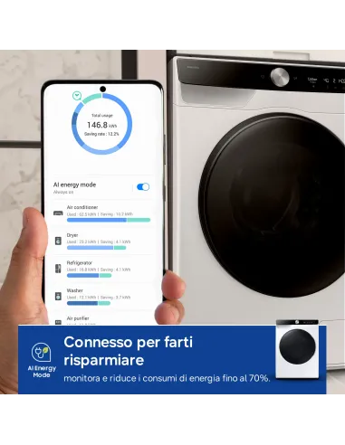 Samsung WD11DG6B85BK lavasciuga Libera installazione Caricamento frontale Bianco