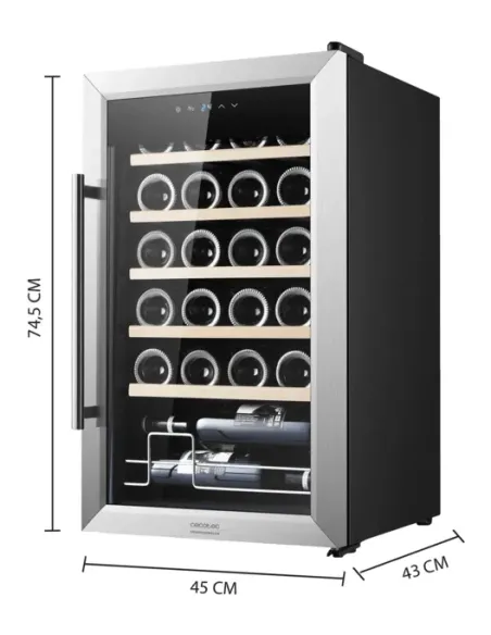 Cecotec 00125 cantina vino Cantinetta vino con compressore Libera installazione Acciaio inox 24 bottiglia bottiglie