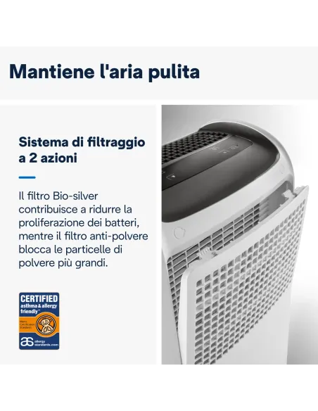 De’Longhi Tasciugo AriaDry Multi - Deumidificatore, Capacità deumidificazione 20l 24h, Serbatoio 5L, Bianco (DDSX220)