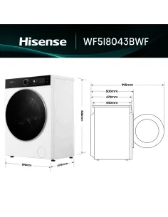 Hisense WF5I8043BWF lavatrice Caricamento frontale 8 kg 1400 Giri min Bianco 2
