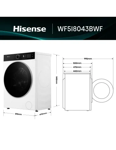 Hisense WF5I8043BWF lavatrice Caricamento frontale 8 kg 1400 Giri min Bianco