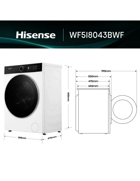 Hisense WF5I8043BWF lavatrice Caricamento frontale 8 kg 1400 Giri min Bianco