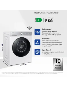 Samsung WW90DB8U95GH lavatrice Caricamento frontale 9 kg 1400 Giri min Bianco 2