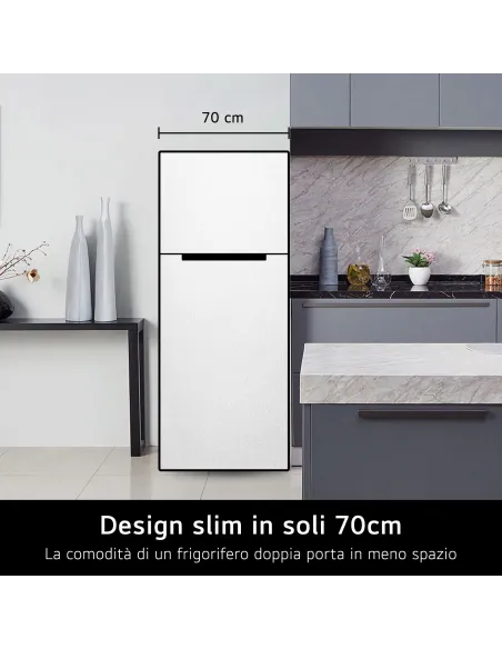 LG GTBV44PYBKD Frigorifero doppia porta 70cm, Classe E, 461L, Door & Linear Cooling, Argento