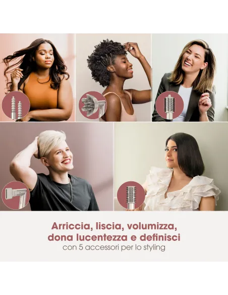 Shark Styler e Asciugacapelli FlexStyle Set 5-in-1 Champagne HD446SLEU