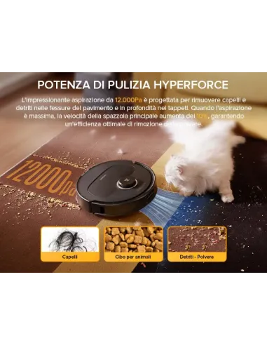 Roborock Qrevo 5AE Robot Aspirapolvere e Lavapavimenti, Aspirazione 12.000 Pa, Doppia Spazzola Anti-groviglio, Prevenzione