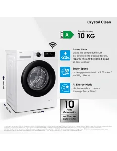 Samsung Lavatrice Crystal Clean 10Kg WW10FG5U34AEET 2