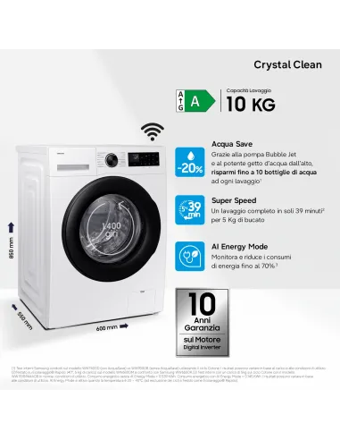 Samsung Lavatrice Crystal Clean 10Kg WW10FG5U34AEET