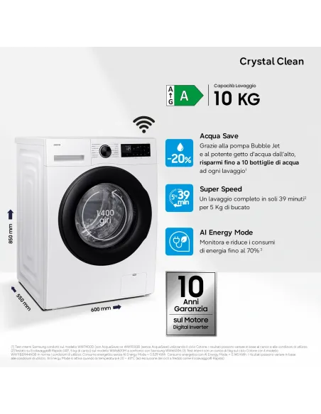 Samsung Lavatrice Crystal Clean 10Kg WW10FG5U34AEET