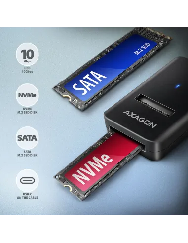 Axagon ADM2-CM contenitore di unità di archiviazione Box esterno SSD Nero M.2 Alimentazione USB