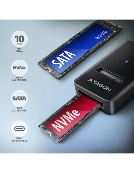 Axagon ADM2-CM contenitore di unità di archiviazione Box esterno SSD Nero M.2 Alimentazione USB