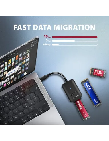 Axagon ADM2-CM contenitore di unità di archiviazione Box esterno SSD Nero M.2 Alimentazione USB