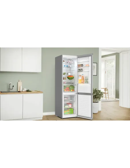 Bosch Serie 4 KGN397LDF Frigorifero Combinato da libera installazione 203 X 60 cm Metal look Classe D