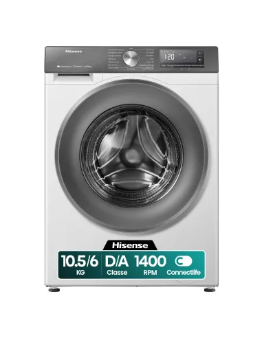 Hisense WD3S1043BW7 lavasciuga Libera installazione Caricamento frontale Bianco