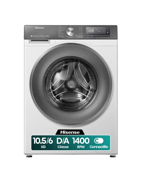 Hisense WD3S1043BW7 lavasciuga Libera installazione Caricamento frontale Bianco