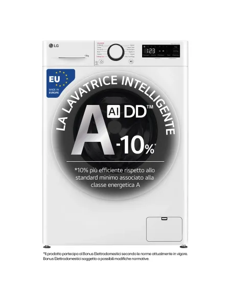 LG F4R3010NSWW Lavatrice 10kg AI DD, Classe A-10%, 1400 giri, Lavaggio a vapore