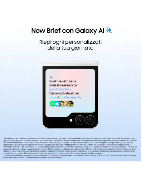 Samsung Galaxy Z Flip7 FE Smartphone AI, RAM 8GB, 256GB, Display 3,4" Super AMOLED 6,7" Dynamic AMOLED 2X, Fotocamera 50MP,