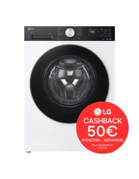 LG F4NX5009TKC Lavatrice smart 9kg | Serie X5 Classe A-40% | 1400 giri, Wi-Fi, 6 Motion Direct Drive, Allergy Care, Direct